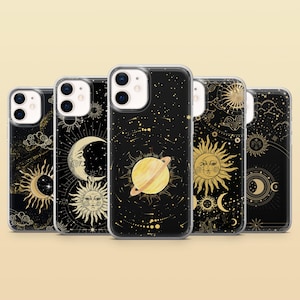 Witchy Astronomy Phone Case Goth Sun Moon Cover for iPhone 17Pro, 16e, 15, 14, 13 Samsung S25, S24, S23, A56, A15 Pixel 10Pro XL, 9A, 8A, 7A