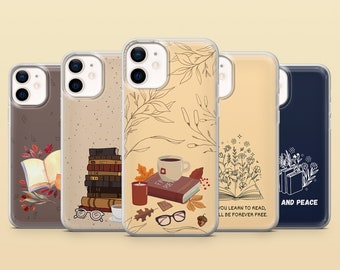 Funda para teléfono Bookish Cozy Book Lover Cover para iPhone 17Pro, 17e, 16, 15, 14, 13 Samsung S26, S25FE, S23, A57 Pixel 10A, 10ProXL, 9A, 8A, 7A