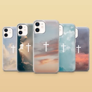 Christian Cross Phone Case Religious Hope Cover for iPhone 16, 15, 14, 13, 12 Samsung S25, S24FE, S23, A56, A16, Pixel 9Pro, 9A, 8A, 8Pro 7A