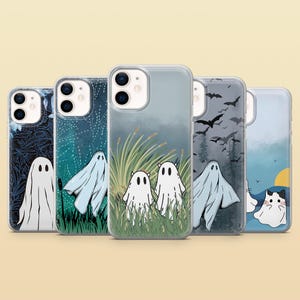 Spooky Ghost Phone Case Spirit Cover for iPhone 17Pro, 16e, 15, 14, 13 Samsung S25, S24FE, S23, A56, A15 Pixel 10Pro XL, 9A, 8Pro, 8A, 7A 6A