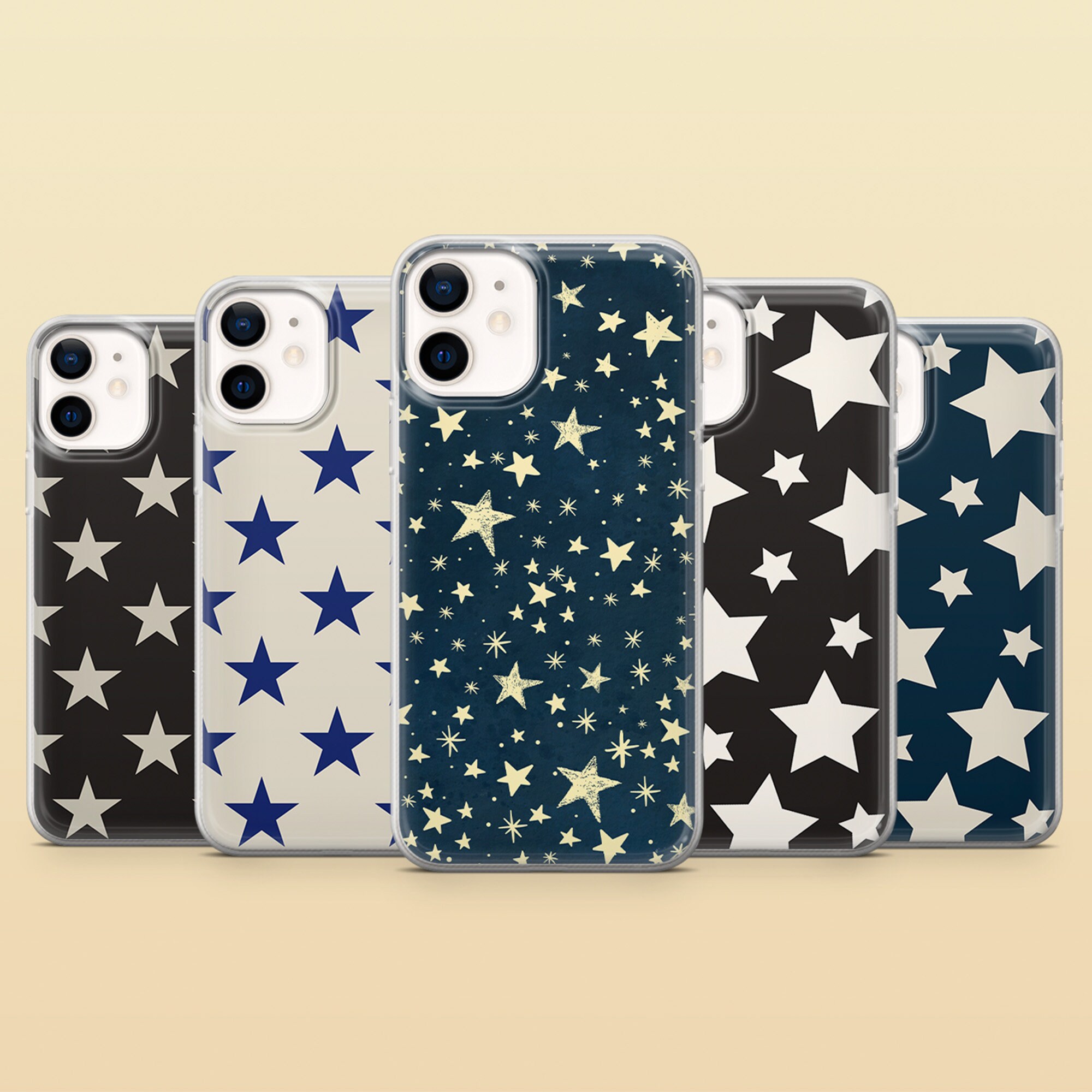 Shining Stars Phone Case Luminous Y2K Cover for iPhone 17Pro, 16e, 15, 14, 13 Samsung S25, S24, S23, A56, A15 Pixel 10Pro XL, 9A, 8A, 7A, 6A