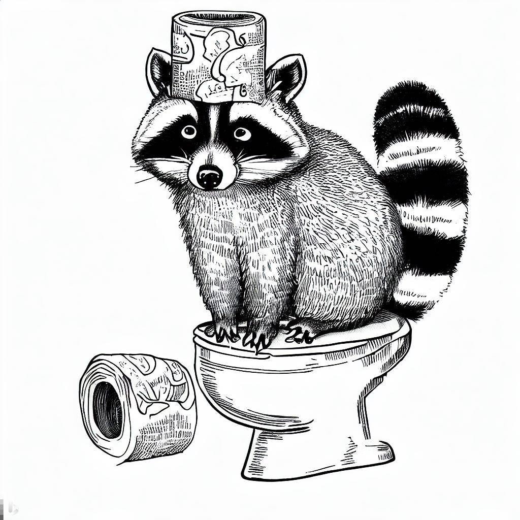 Bathroom Wall Art, Raccoon on Toilet, Funny Wall Decor, Canvas Various ...