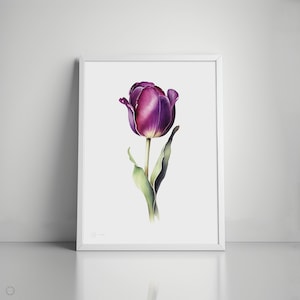 Purple Tulip Watercolor Painting: Botanical Wall Art (Digital Download)