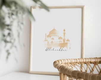 Islamitische dhikr-muurkunst: beige moskeeprints (digitale download)