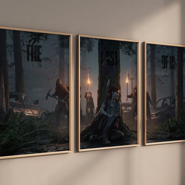 Affiche The Last of Us, ENSEMBLE de 3 impressions d’art encadrées, Art du jeu, Affiche de film, décoration intérieure, Encadrée et non encadrée, Last of Us Wall Art, Gamer Gift