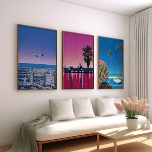 Hiroshi Nagai Vintage Framed Set of 3 Wall Art / Canvas / Art Print, Japanese Retro Poster, Home Decor Gift Framed / Unframed Vintage Poster