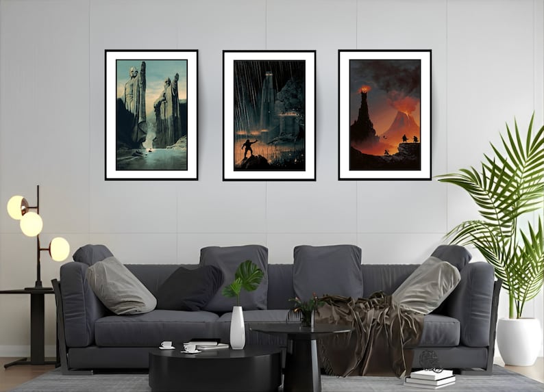 Lord of the Rings Poster / Canvas Trilogy Set of 3 Lotr Wall Art, Movie ...
