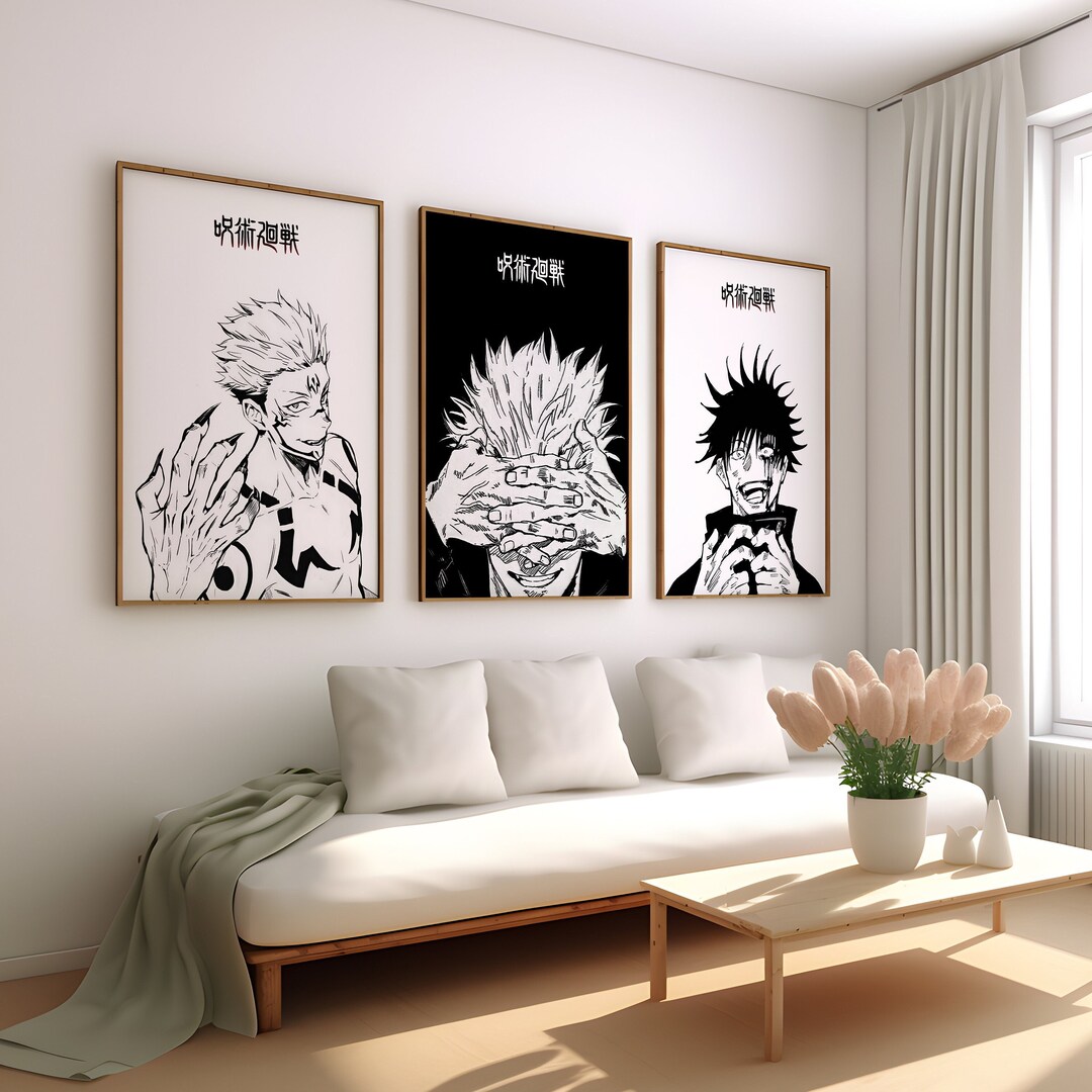 Buy Jujutsu Kaisen Poster 3 Set Framed Wall Art / Canvas / Art Print ...