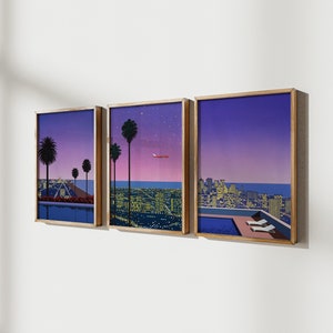 Hiroshi Nagai Set vintage incorniciato di 3 Wall Art, Poster retrò giapponese, Stampe d'arte da parete, Regalo d'arte della decorazione della parete, Incorniciato/Senza cornice immagine 2