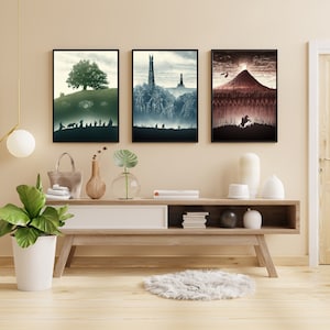 Lord of the Rings Poster 3 Set Framed Art / Canvas / Art Prints Trilogy ...