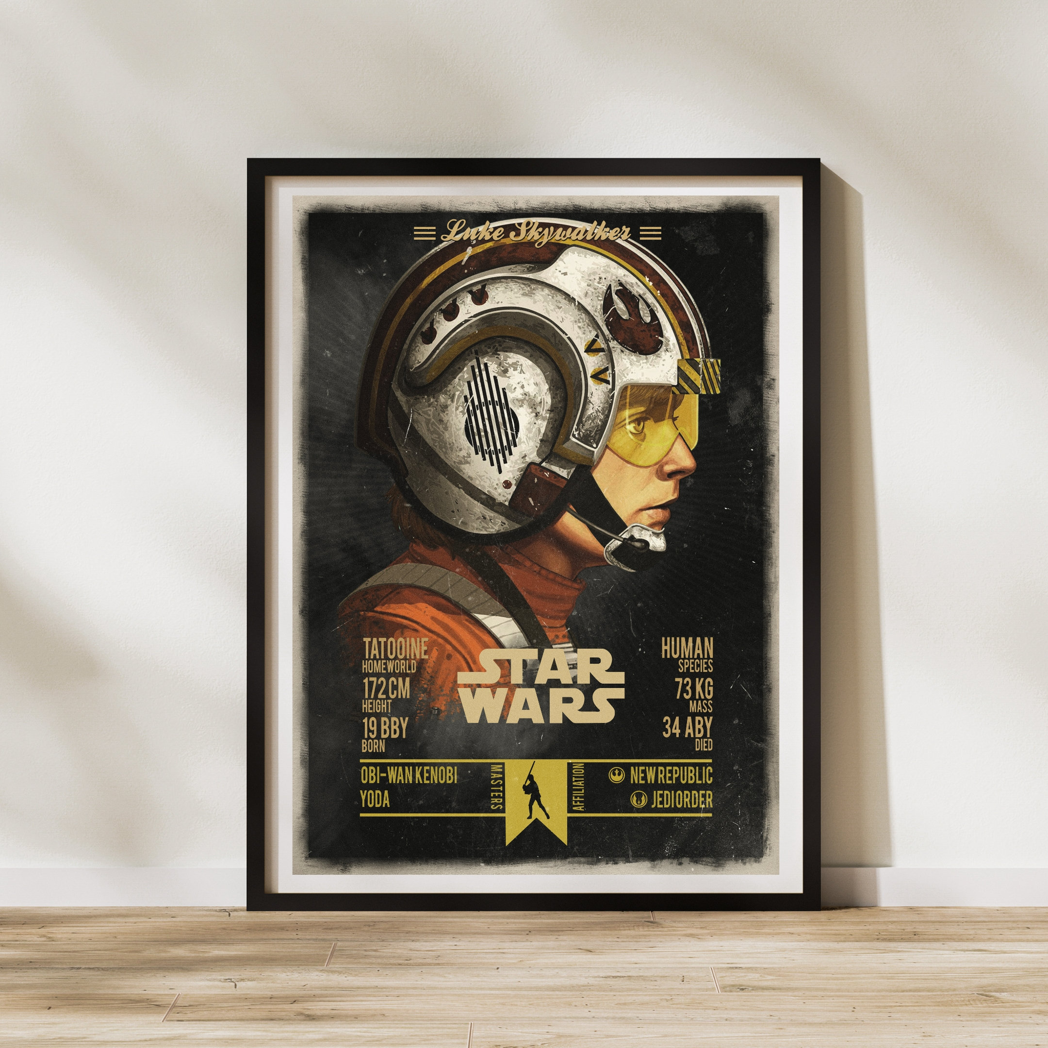 Star Wars Art Poster Framed 2 Set Luke Skywalker, Darth Vader