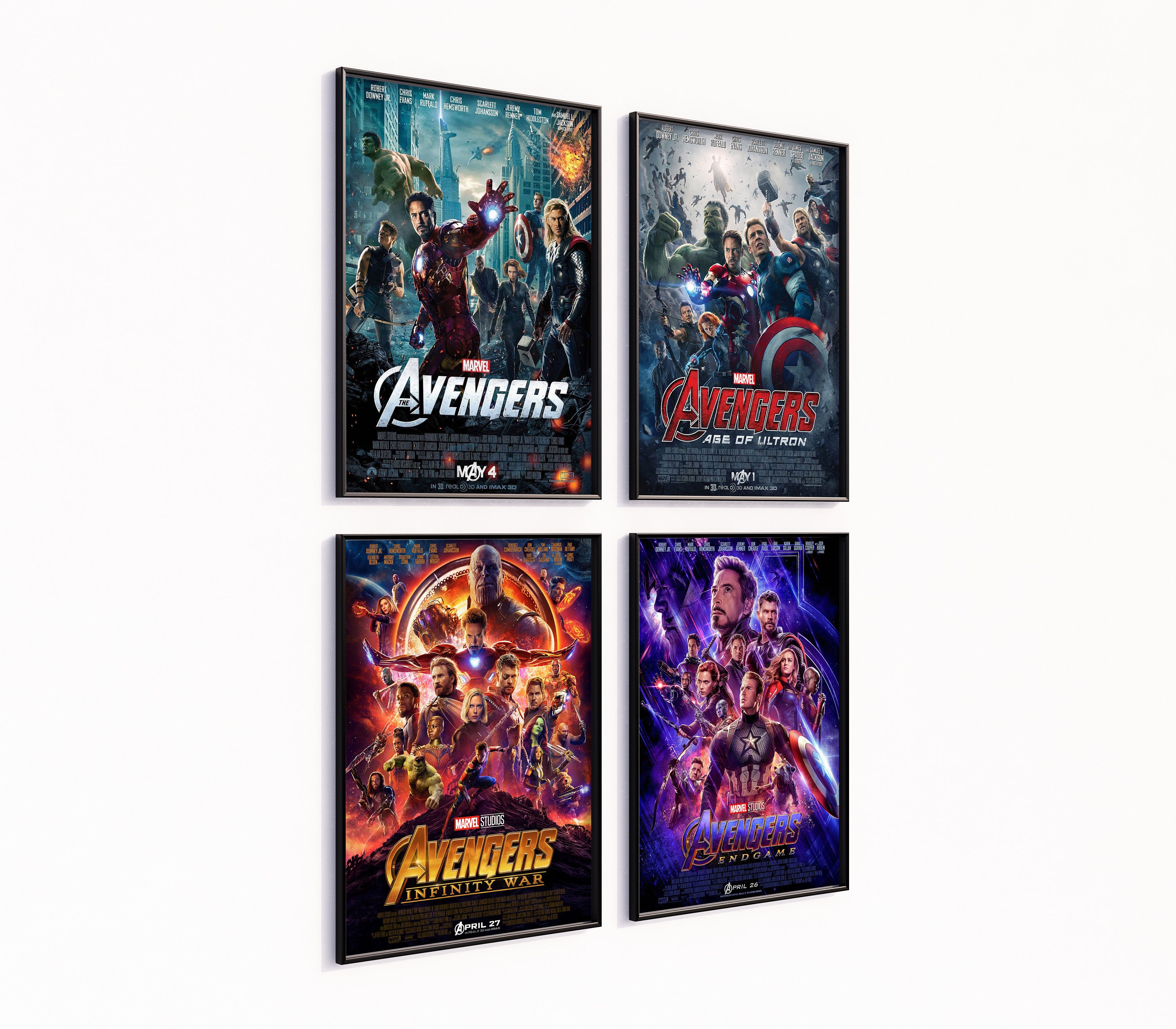 Avengers Posters, 4 Set of Movie Posters, Marvel Avengers Wall Art ...