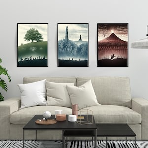 Lord of the Rings Poster 3 Set Framed Art / Canvas / Art Prints Trilogy ...