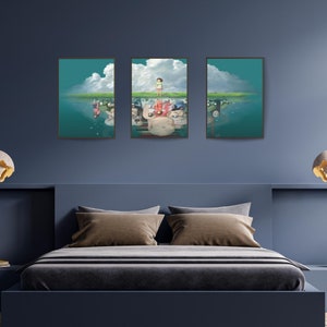 Spirited Away Poster, Framed & Unframed Set of 3, Anime Art, Studio Ghibli, Japanese Anime Poster, Anime Art Print, Anime Gift Bedroom Decor image 9