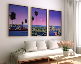 Hiroshi Nagai Vintage Set of 3 Canvas / Art / Framed Art, Japanese Retro Poster, Wall Art Prints, Wall Decor Art Gift, Framed / Unframed
