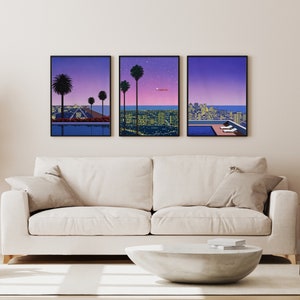 Hiroshi Nagai Framed Vintage Set of 3 Wall Art, Japanese Retro Poster, Wall Art Prints, Wall Decor Art Gift, Framed / Unframed image 10