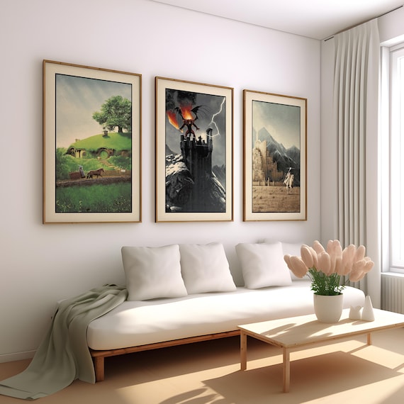 Lord of the Rings Art SET of Canvas Framed Art Art Prints