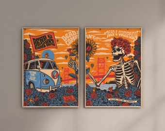 Dead And Company Poster incorniciato Set di 2 Wall Art Poster del tour 2023, Tour Dead & Company di alta qualità, Stampe d'arte, Regalo Dead And Company