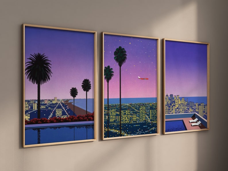 Hiroshi Nagai Set vintage incorniciato di 3 Wall Art, Poster retrò giapponese, Stampe d'arte da parete, Regalo d'arte della decorazione della parete, Incorniciato/Senza cornice immagine 6