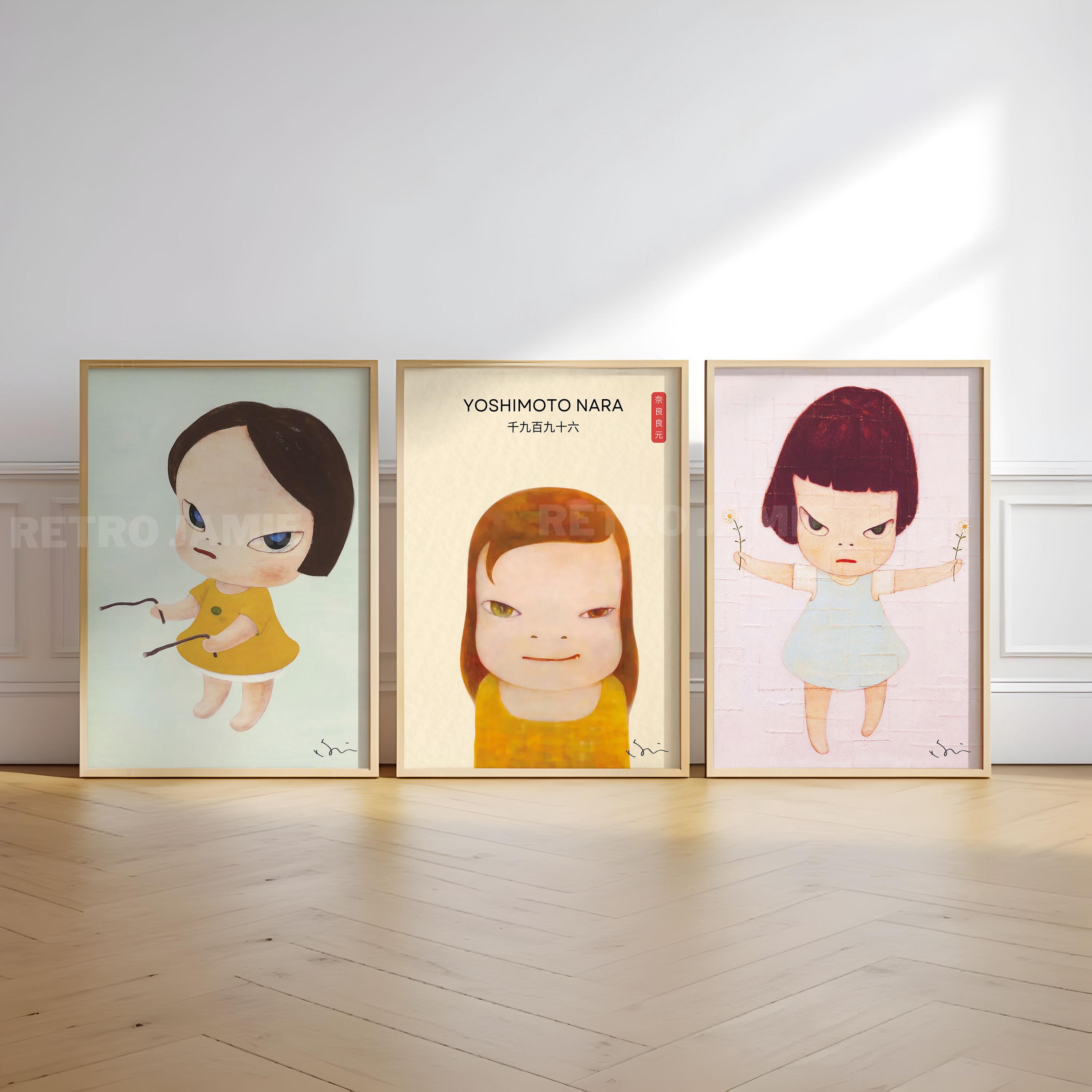 Yoshitomo Nara Art Signed Set of 3 Canvas / Art Prints / Framed