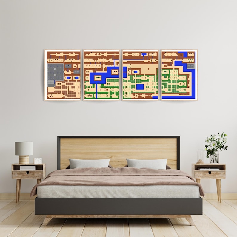 Zelda Map Poster Print 4 Piece Wall Art Legend of Zelda Etsy