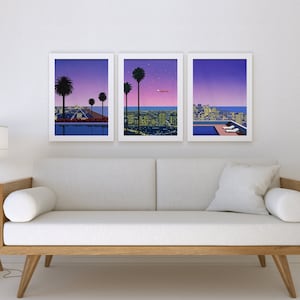 Hiroshi Nagai Framed Vintage Set of 3 Wall Art, Japanese Retro Poster, Wall Art Prints, Wall Decor Art Gift, Framed / Unframed image 7