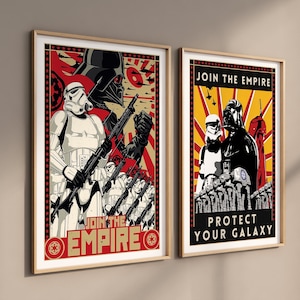 Star Wars Art Poster 2 Set Framed, Darth Vader, Join the Empire Rare Movie Posters, Star Wars Art Print, Framed & Unframed Minimalist prints