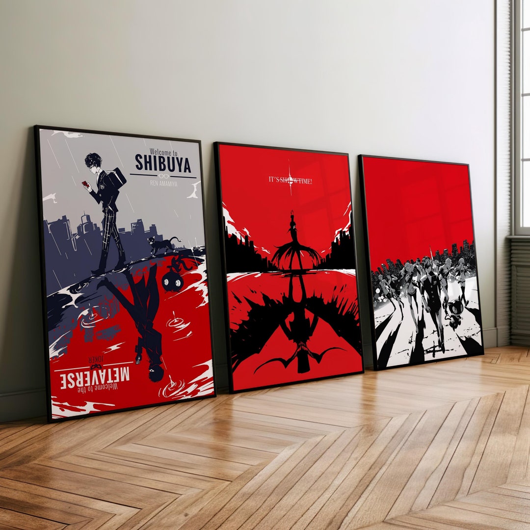 Persona 5 Wall Art SET of 3 Canvas / Art Print / Framed, Manga Art ...