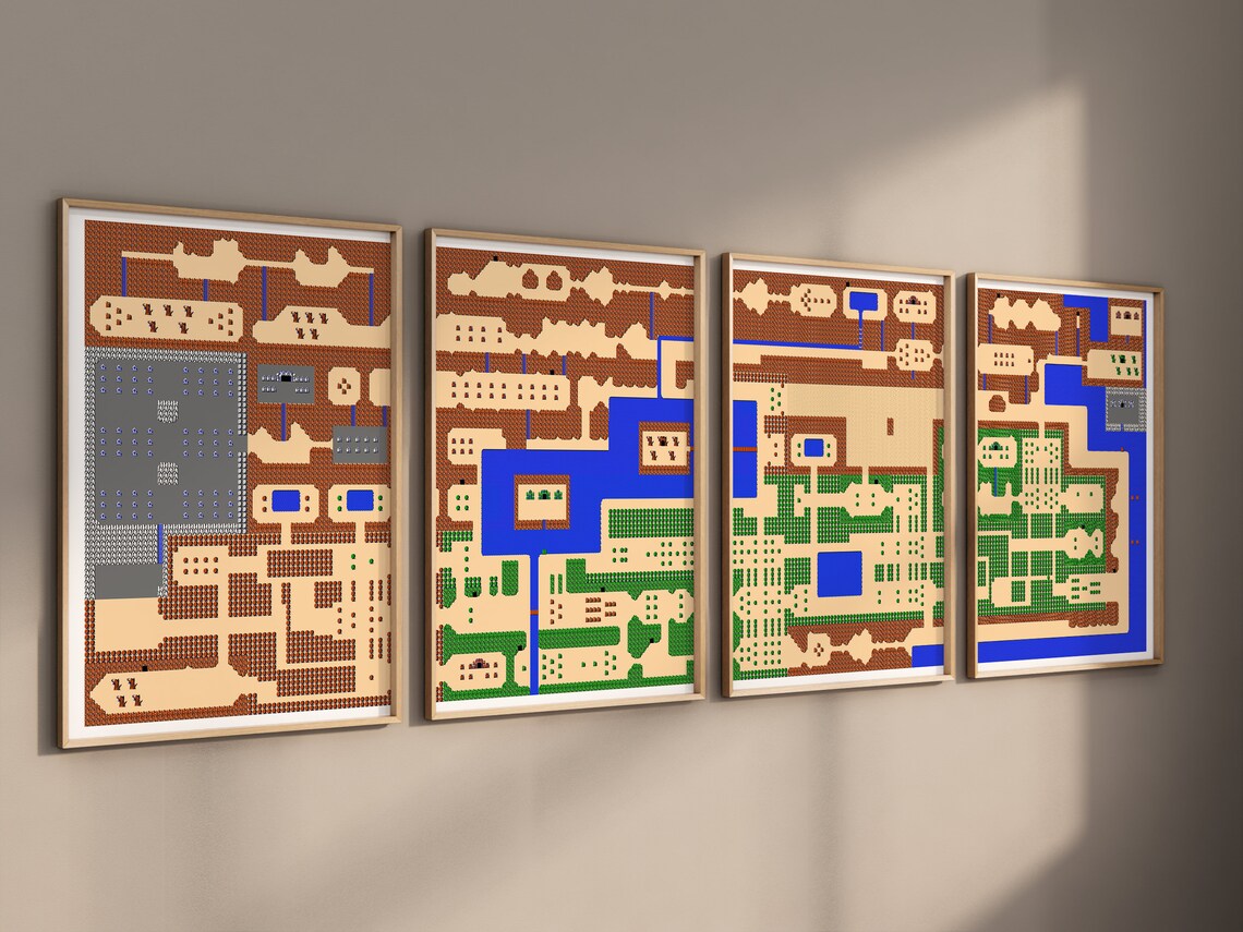 Zelda Map Poster Print 4 Piece Wall Art Legend of Zelda Etsy