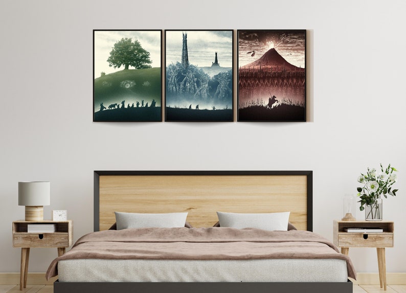 Lord of the Rings Poster 3 Set Framed Art / Canvas / Art Prints Trilogy ...
