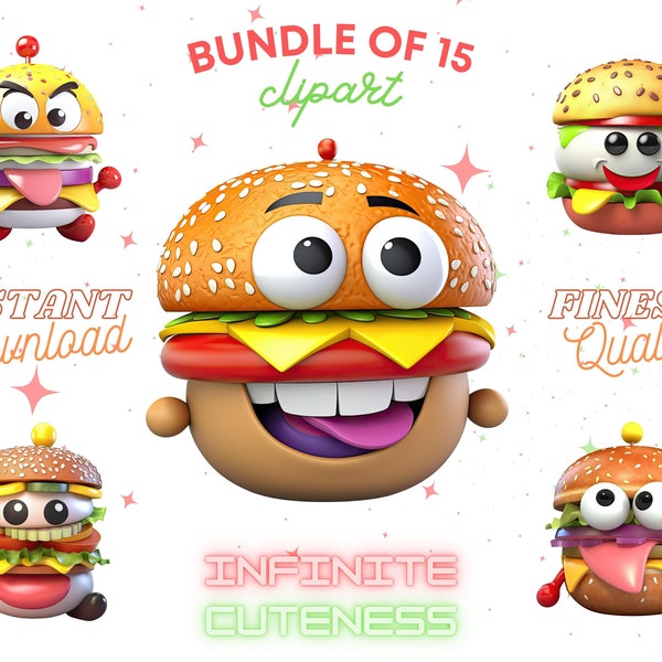 Hamburgers clipart bundle, Hamburgers PNG, Hamburgers sign print, Burgers sticker PNG, Clipart hamburger, Clip art burgers, Hamburger design