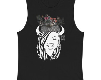 Barefoot Buffalo Dread Head Unisex Muscle Graphic Tank von Barefoot Buffalo, Fitness Tank, Wander Tank, Casual Shirt