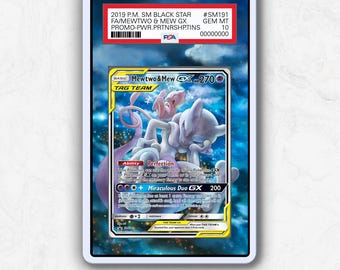 Mewtwo & Mew GX PSA Display Case | Extended Artwork Protector for Pokémoncards
