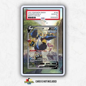 May include: A graded Pok&eacute;mon card featuring Empoleon V from the Battle Styles set. The card is encased in a protective holder with a red label indicating its grade. The card's artwork depicts a blue and black Empoleon character.