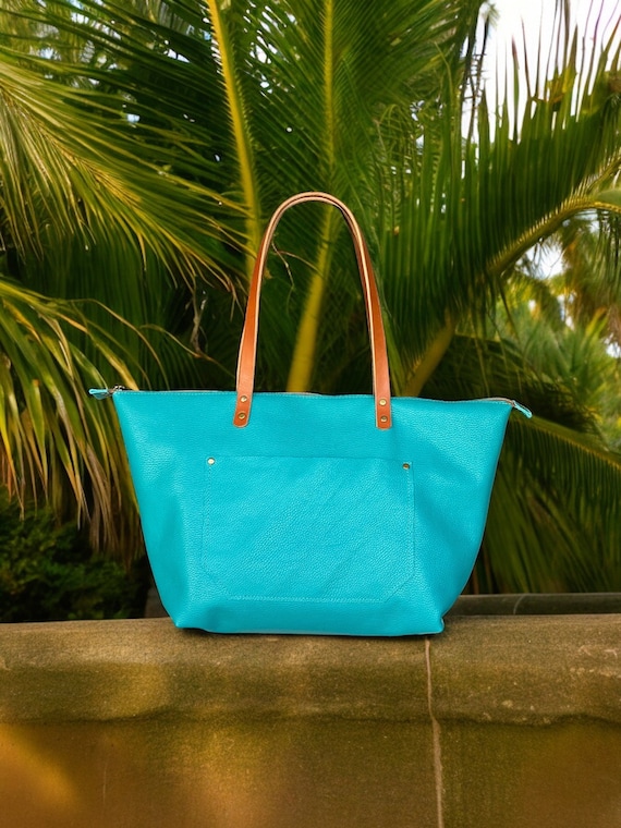 Full Grain Real Leather Authentic Pebbled Aruba Leather Classic Tote Bags-Small-Medium-Large-Extra Large