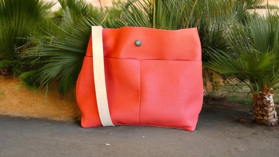 Full Grain Real Leather Authentic Hawaiian Coral Stevie Crossbody or Shoulder Bag Purse
