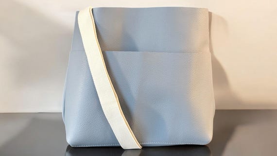 Full Grain Real Leather Authentic Blue Ice Stevie Crossbody or Shoulder Bag Purse
