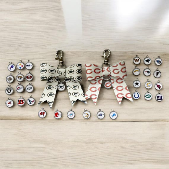 NFL, Football, Team Full Grain Leather Bow -Tote Bag, Tassel, Bling, Embellishment