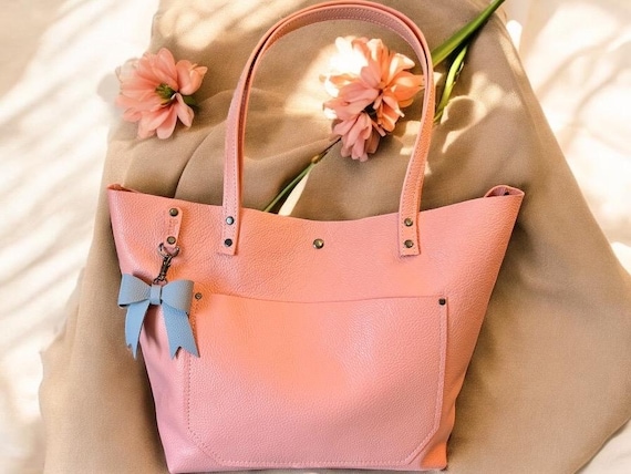 Full Grain Real Leather Authentic Pebbled Salmon Leather Classic Tote Bags-Small-Medium-Large-Extra Large