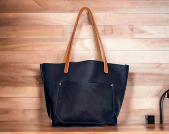 Authentic Rushmore Navy Leather Classic Tote Bags-Sm/Md/Lrg/XLrg