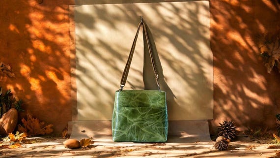 Full Grain Real Leather Authentic Leaf Stevie Crossbody or Shoulder Bag Purse