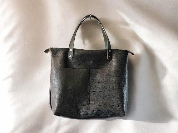 Full Grain Real Leather Zipper Black Dog Super Stevie Crossbody or Shoulder Bag Purse