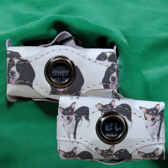 Full Grain Authentic Leather Personalized Pet Dog Poop Waste Pouch Bag Keychain