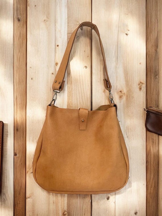 Full Grain Authentic Real Leather Saddle 1975 Boho Crossbody or Shoulder Bag Purse - Large