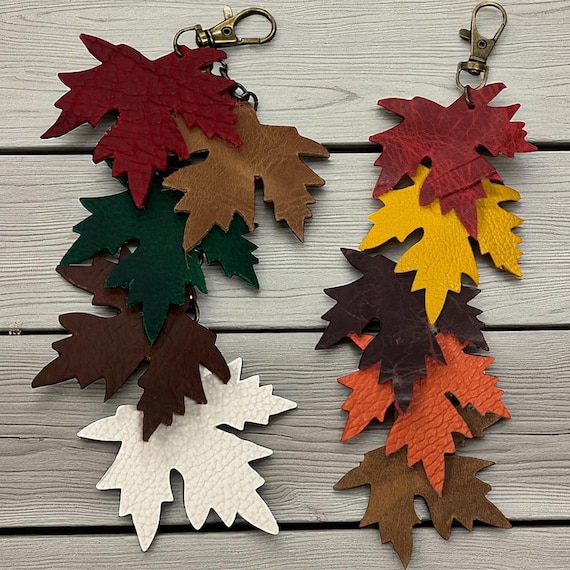 Authentic Leather Fall Autumn Leaves Tassels