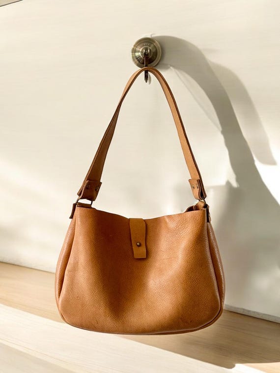 Full Grain Real Leather Authentic Saddle 1975 Boho Crossbody or Shoulder Bag Purse - Small