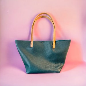 Authentic Dark Teal Leather Classic Tote Bags-Sm/Md/Lrg/XLrg image 2