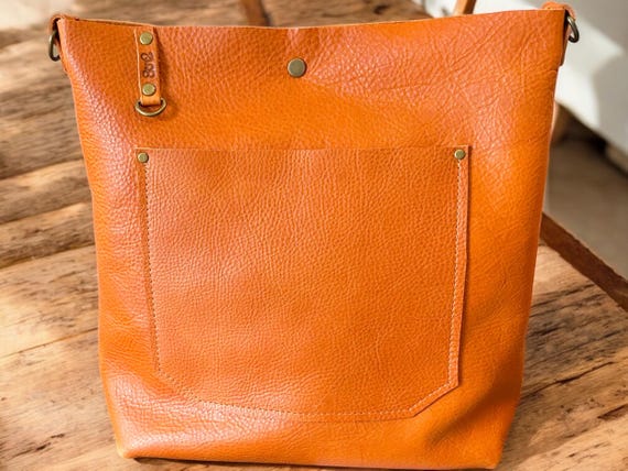 Full Grain Real Leather Autumn Orange Hartlee Crossbody or Shoulder Bag Purse