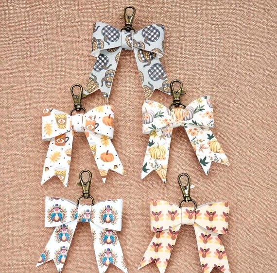 Real Leather Holiday Leather Bow -Tote Bag, Thanksgiving, Fall, Autum, Pumpkins, Pilgrims, Tassel, Charm, Flair, Bling