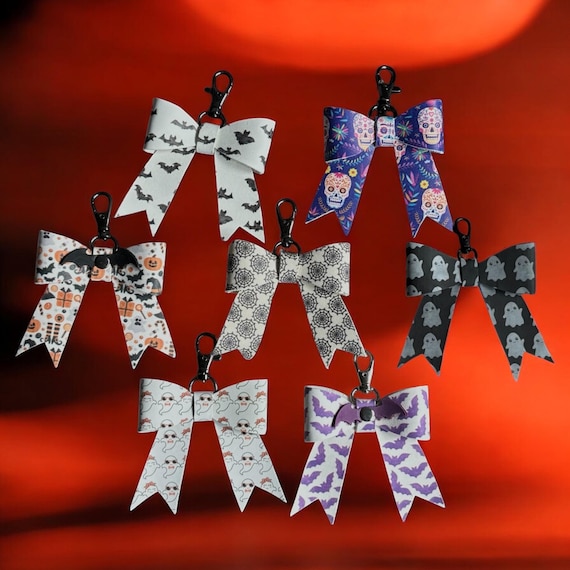 Real Leather Holiday Leather Bow -Tote Bag, Tassel, Halloween, Ghost, Witch, Bat, Spider, Pumpkin,